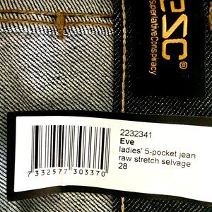 Japanese WeSC Selvage Denim,  5-Pocket Raw Stretch Jeans Ladies Eve 28"